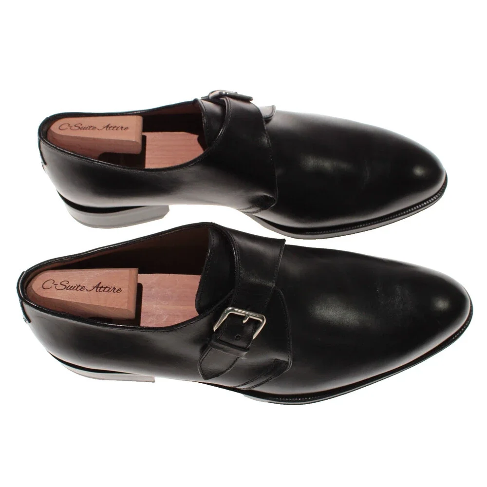 Pastori NWD Caligula Single Monk Strap Dress Shoes Size 10 US in Black Leather